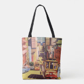Oude Reisposter San Francisco Kabeltrammetjes Tote Bag (Achterkant)
