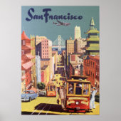 Oude Reisposter San Francisco Kabeltreinen Poster (Voorkant)