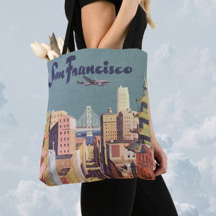 Oude Reisposter San Francisco Kabeltreinen Tote Bag