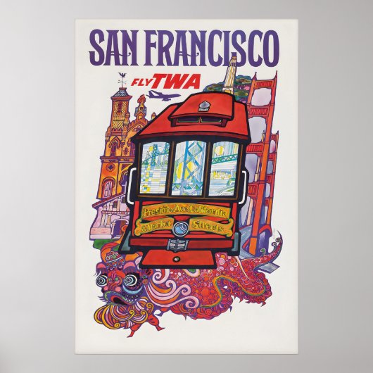 Oude Reisposter San Francisco Print, Kabelbaan Poster (Voorkant)