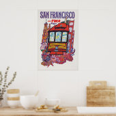 Oude Reisposter San Francisco Print, Kabelbaan Poster (Keuken)