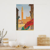 Oude reisposter Siena Italië, Piazza Poster (Keuken)