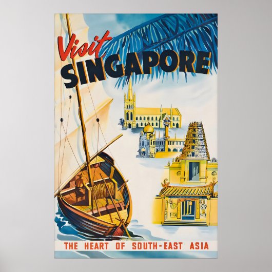 Oude Reisposter Singapore, Zuidoost Poster (Voorkant)