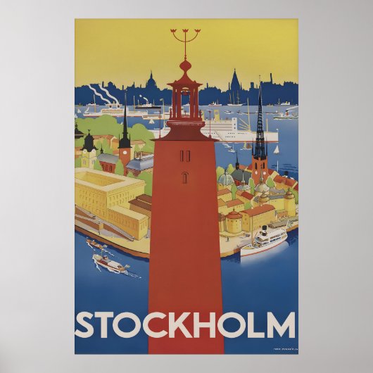 Oude Reisposter Stockholm Zweden Poster (Voorkant)