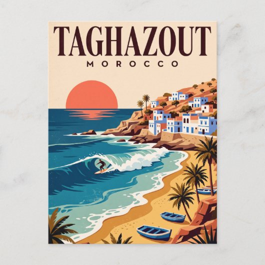 Oude Reisposter | Taghazout Marokko Briefkaart (Voorkant)