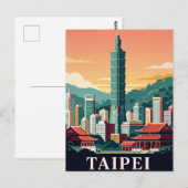 Oude Reisposter | TAIPEI Briefkaart (Voorkant / Achterkant)