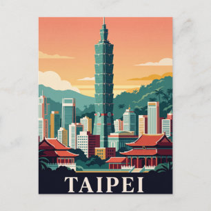 Oude Reisposter TAIPEI Briefkaart