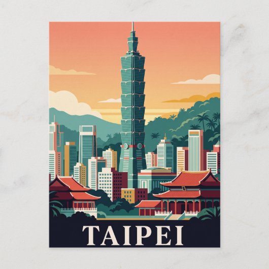 Oude Reisposter | TAIPEI Briefkaart (Voorkant)