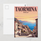 Oude Reisposter | Taormina, Italië Briefkaart (Voorkant / Achterkant)