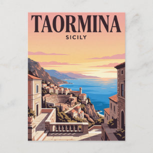 Oude Reisposter Taormina, Italië Briefkaart