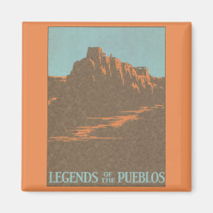 Oude Reisposter, Taos Pueblos, New Mexico Magneet
