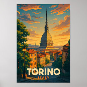 Oude Reisposter Torino Italië Poster