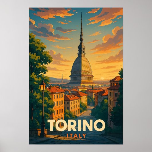 Oude Reisposter Torino Italië Poster (Voorkant)