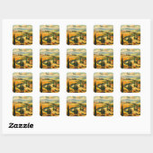 Oude reisposter Toscane, aanpasbaar Vierkante Sticker (Vel)