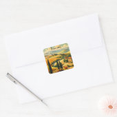 Oude reisposter Toscane, aanpasbaar Vierkante Sticker (Envelop)