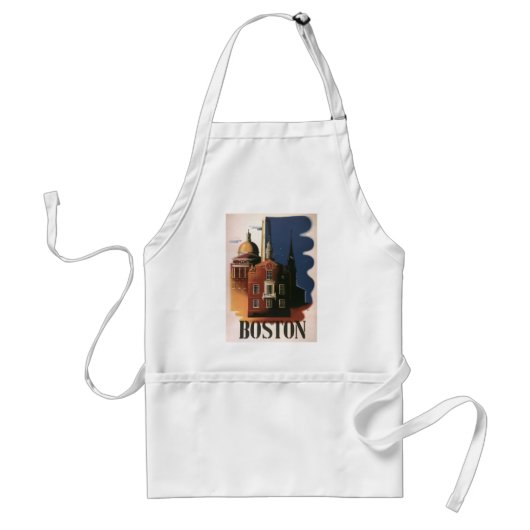 Oude reisposter uit Boston, Massachusetts Standaard Schort (Voorkant)