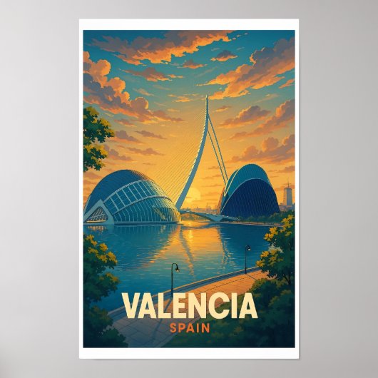 Oude reisposter Valencia Spanje - Stad van Kunst Poster (Voorkant)