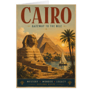 Oude reisposter van Caïro Egypte met Piramides, S