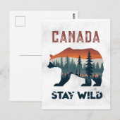Oude reisposter van Canada met beer Blijf wild Briefkaart (Voorkant / Achterkant)