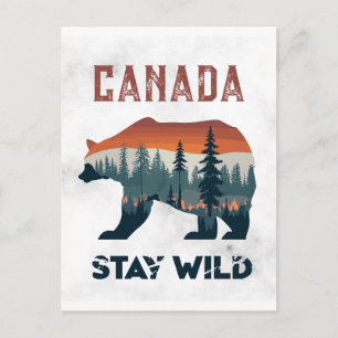 Oude reisposter van Canada met beer Blijf wild Briefkaart
