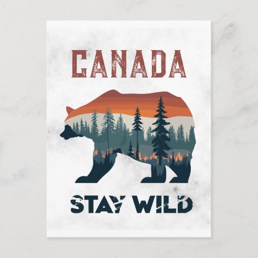 Oude reisposter van Canada met beer Blijf wild Briefkaart (Voorkant)