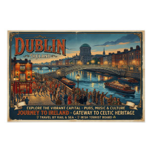 Oude reisposter van Dublin Ierland Perfect Poster