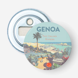 Oude reisposter van Genoa Italiaanse Riviera 1931 Button Flesopener