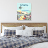 Oude reisposter van Genoa Italiaanse Rivièra 1931 Canvas Afdruk (Insitu (Slaapkamer))