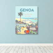 Oude reisposter van Genoa Italiaanse Rivièra 1931 Canvas Afdruk (Insitu (Houten vloer))