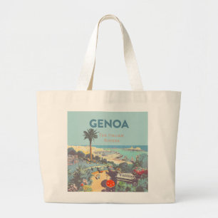 Oude reisposter van Genoa Italiaanse Riviera 1931 Grote Tote Bag
