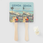 Oude reisposter van Genoa Italiaanse Riviera 1931 Handwaaier (Voorkant en achterkant)