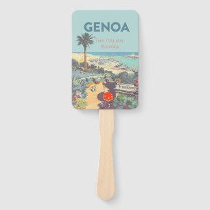 Oude reisposter van Genoa Italiaanse Riviera 1931 Handwaaier