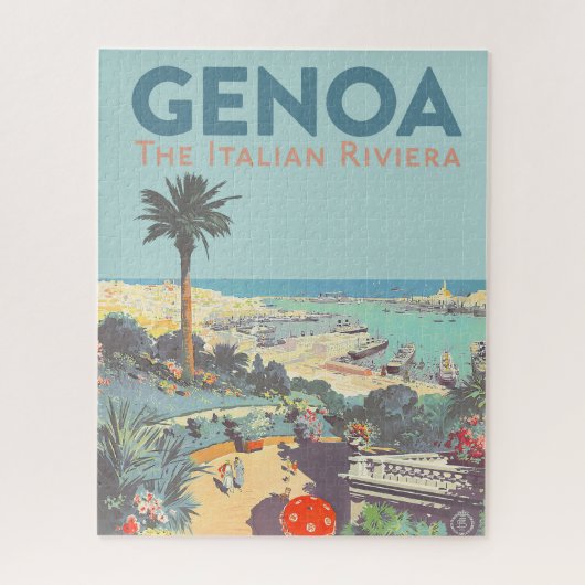 Oude reisposter van Genoa Italiaanse Riviera 1931 Legpuzzel (Verticaal)