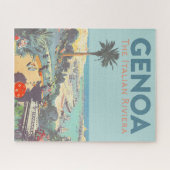 Oude reisposter van Genoa Italiaanse Riviera 1931 Legpuzzel (Horizontaal)