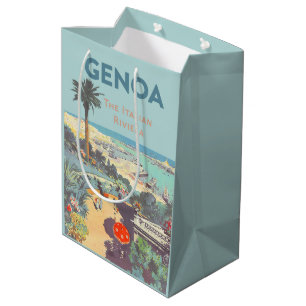 Oude reisposter van Genoa Italiaanse Riviera 1931 Medium Cadeauzakje