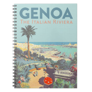 Oude reisposter van Genoa Italiaanse Riviera 1931 Notitieboek