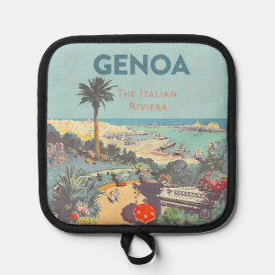 Oude reisposter van Genoa Italiaanse Riviera 1931 Pannenlap
