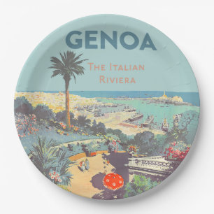 Oude reisposter van Genoa Italiaanse Riviera 1931 Papieren Bordje