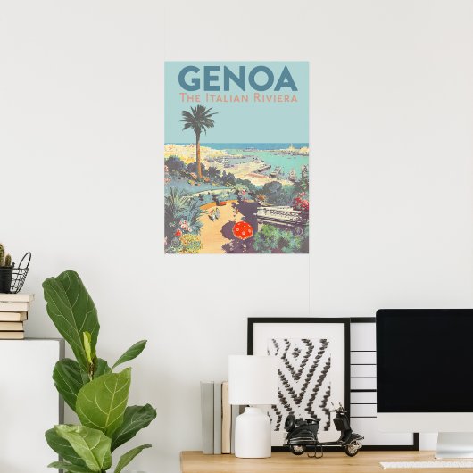 Oude reisposter van Genoa Italiaanse Riviera 1931 Poster (Thuiskantoor)