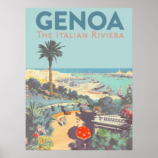 Oude reisposter van Genoa Italiaanse Riviera 1931 Poster (Voorkant)