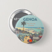 Oude reisposter van Genoa Italiaanse Riviera 1931 Ronde Button 5,7 Cm (Voorkant /achterkant)