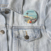 Oude reisposter van Genoa Italiaanse Riviera 1931 Ronde Button 5,7 Cm (In situ)