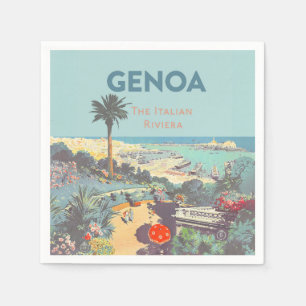 Oude reisposter van Genoa Italiaanse Riviera 1931 Servet