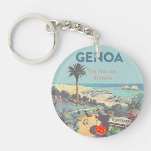 Oude reisposter van Genoa Italiaanse Riviera 1931 Sleutelhanger