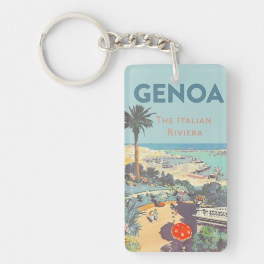 Oude reisposter van Genoa Italiaanse Riviera 1931 Sleutelhanger (Voorkant)