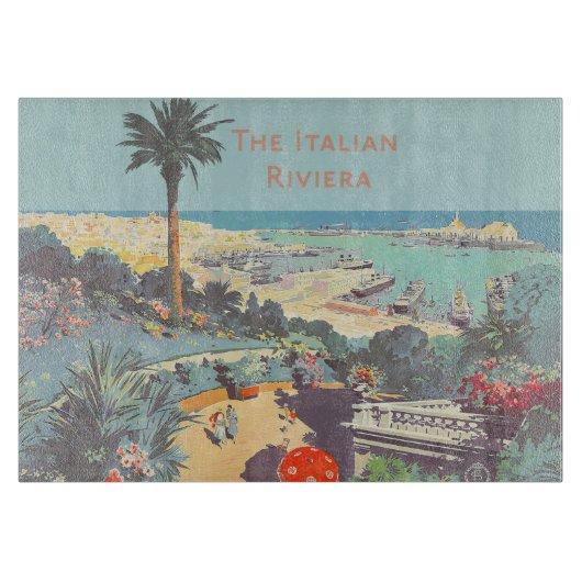 Oude reisposter van Genoa Italiaanse Riviera 1931 Snijplank (Voorkant)
