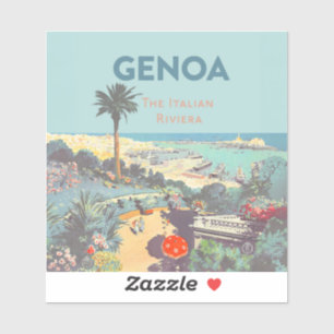 Oude reisposter van Genoa Italiaanse Riviera 1931 Sticker