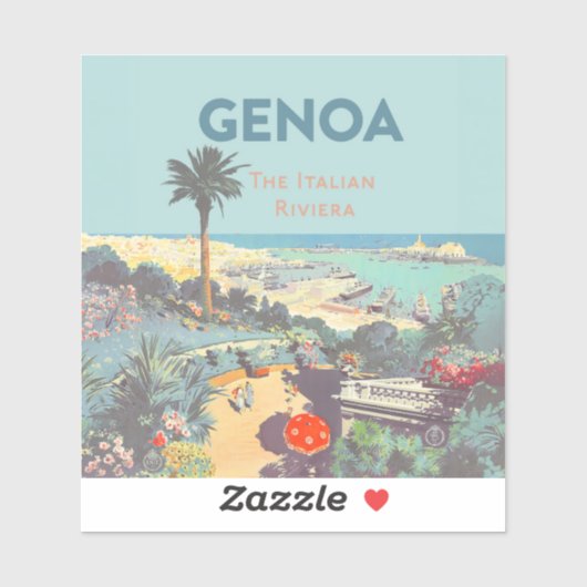 Oude reisposter van Genoa Italiaanse Riviera 1931 Sticker (Vel)