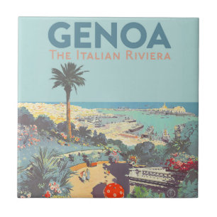 Oude reisposter van Genoa Italiaanse Riviera 1931 Tegeltje