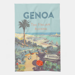 Oude reisposter van Genoa Italiaanse Riviera 1931 Theedoek